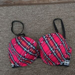 PINK Victoria's Secret Plaid Bra with Black Accents
